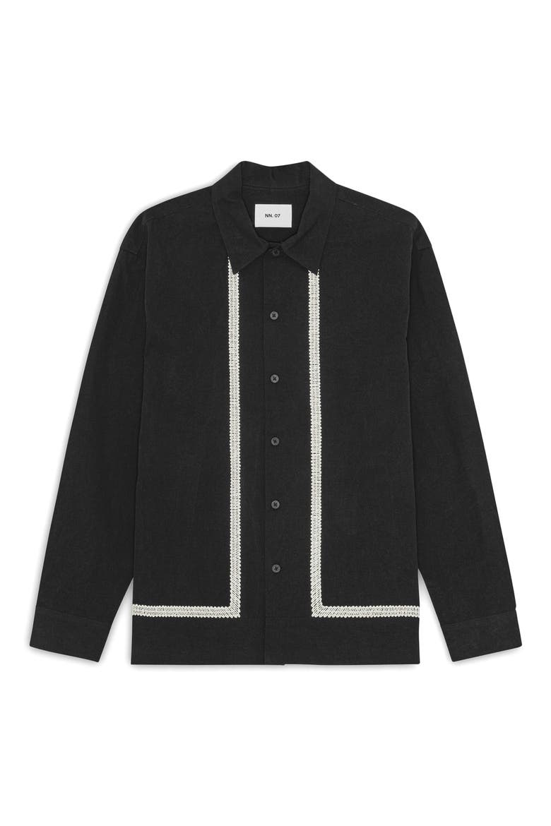 Reed Embroidered Organic Cotton Shirt Jacket, Main, color, BLACK