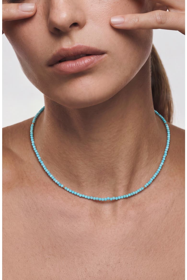 Natural Turquoise Beaded Necklace, Alternate, color, BLUE/ GOLD