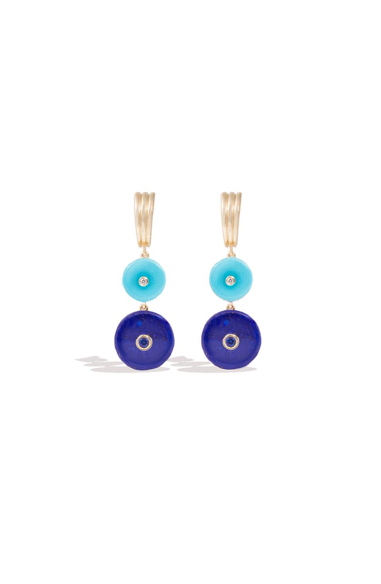 Campbell + Charlotte Evolve Stone Inlay Chandelier Earring, Main, color, Blue- Gold