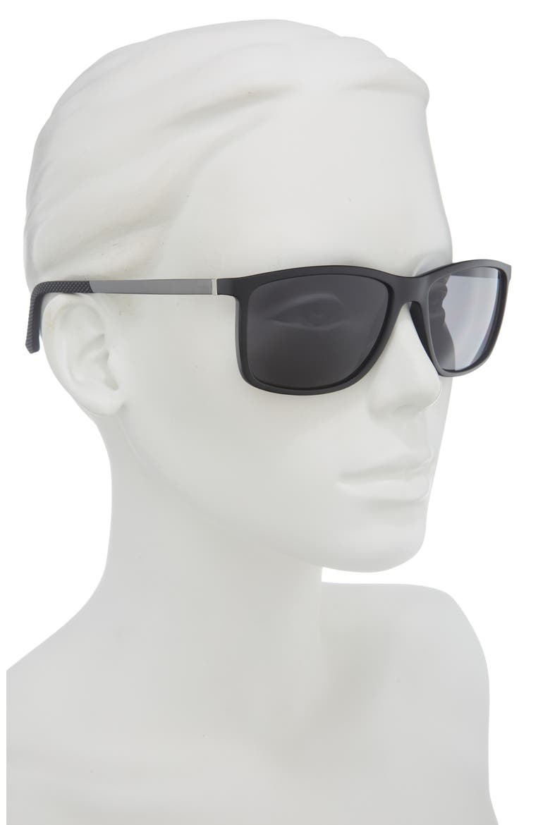 Rectangular Sunglasses, Alternate, color, MATTE BLACK