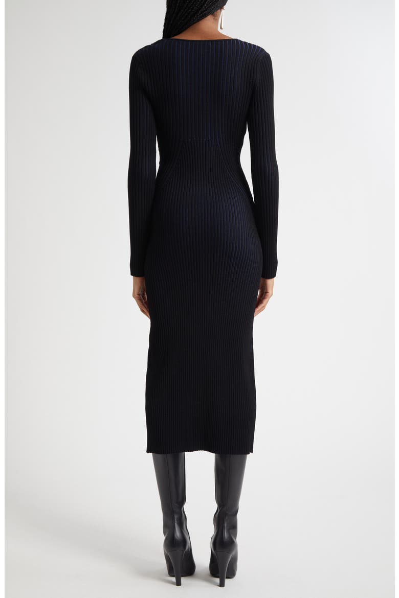Logan Directional Rib Long Sleeve Sweater Dress, Alternate, color, BLACK/ NAVY
