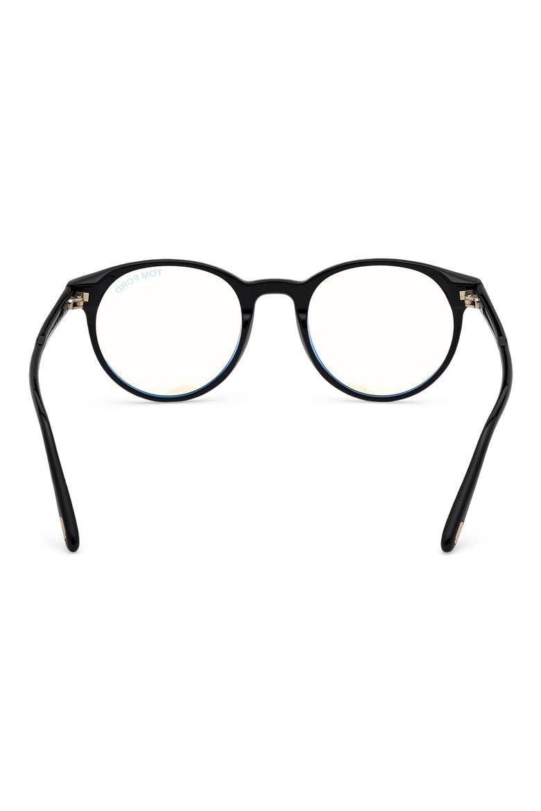 49mm Round Blue Light Blocking Glasses, Alternate, color, SHINY BLACK / BLUE BLOCK
