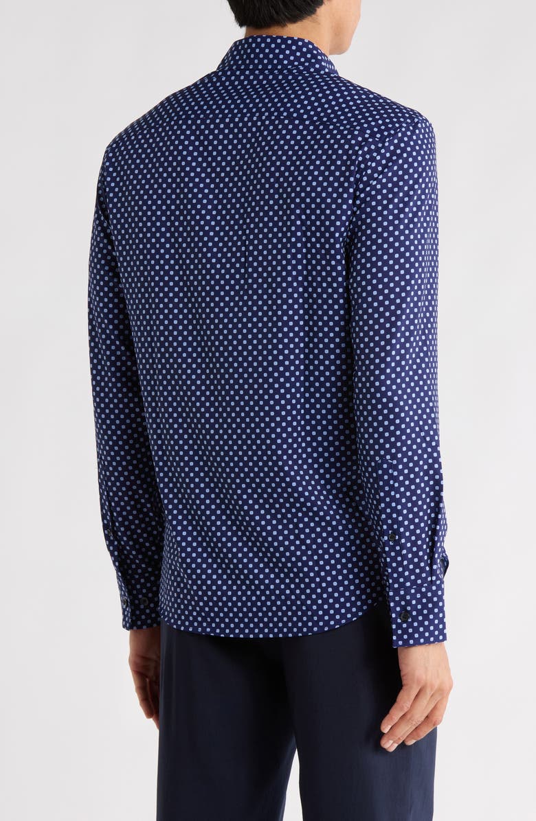 CONSTRUCT Slim Fit Abstract Dot 4-Way Stretch Button-Up Shirt, Alternate, color, Navy/ Blue