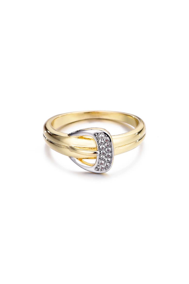 14K Gold Plated Cubic Zirconia Buckle Ring, Alternate, color, GOLD