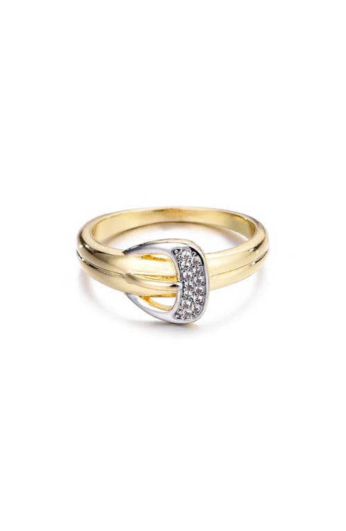 Adornia 14k Gold Plated Cubic Zirconia Buckle Ring In Multi
