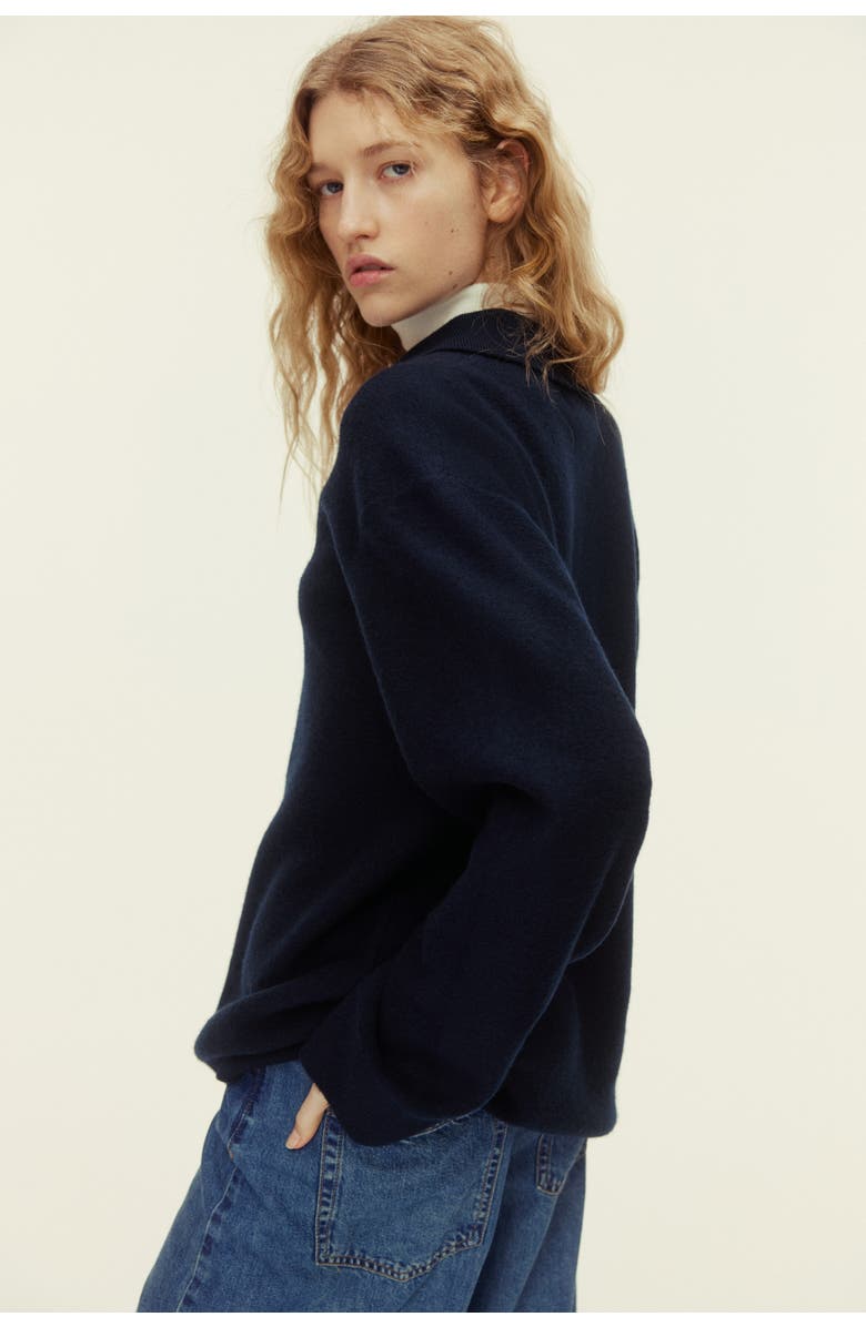 H&M Wool polo sweater, Alternate, color, Navy Blue