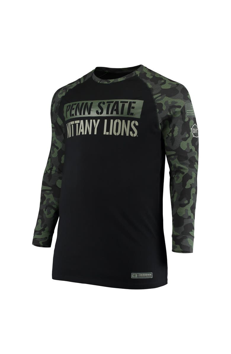 COLOSSEUM Men's Colosseum Black/Camo Penn State Nittany Lions OHT Military Appreciation Big & Tall Raglan Long Sleeve T-Shirt, Alternate, color, 