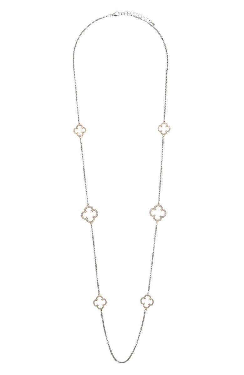 Juvell Two-Tone Cubic Zirconia Station Long Necklace, Main, color, Two Tone