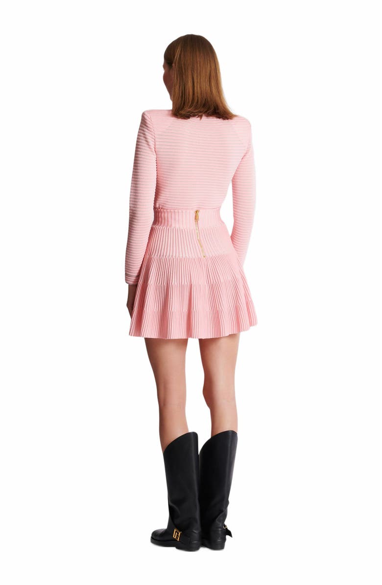 Balmain A-Line Textured Knit Skirt, Alternate, color, Pink