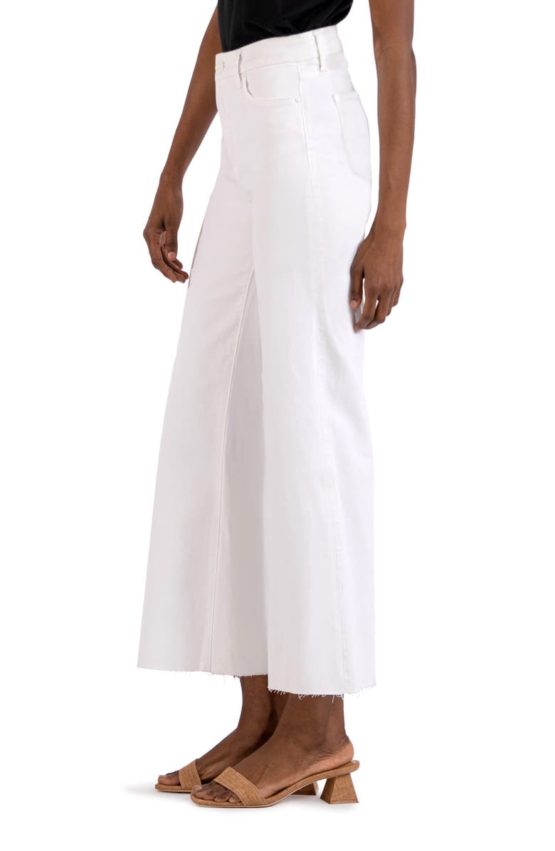 KUT from the Kloth Meg Fab Ab High Waist Raw Hem Ankle Wide Leg Jeans, Alternate, color, Optic White