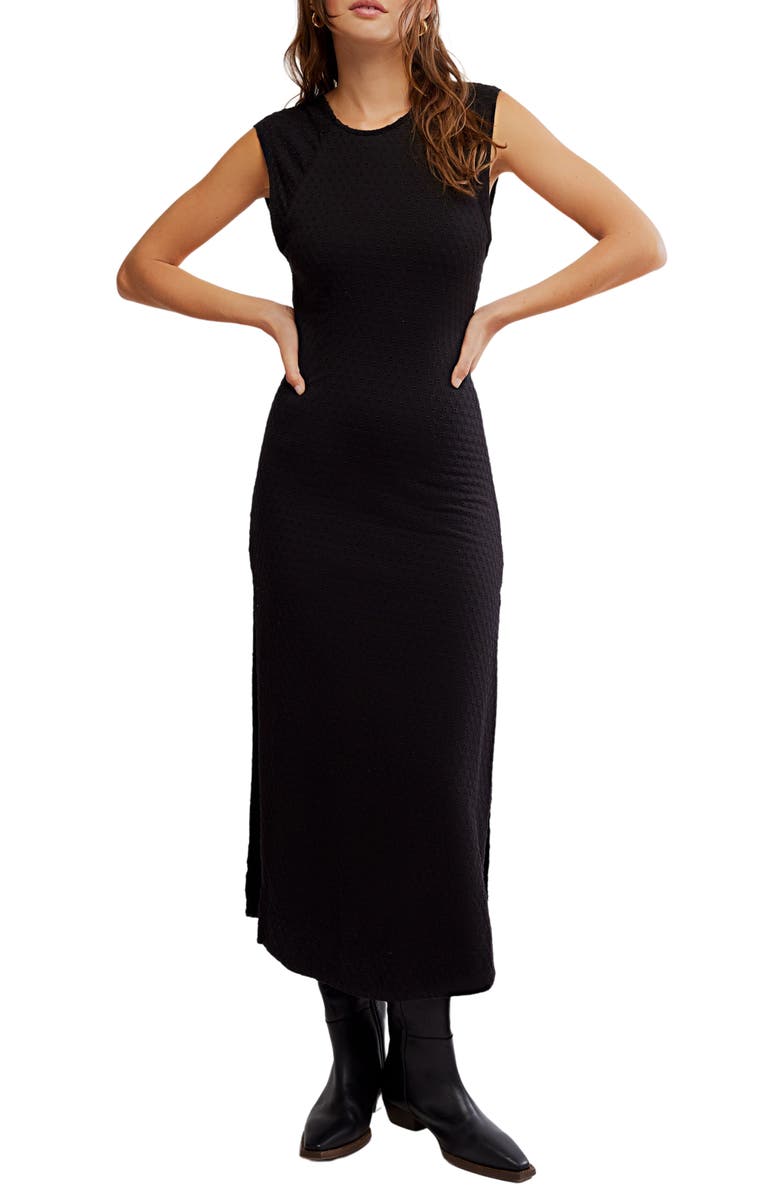 Free People Eventide Sleeveless Eyelet Midi Dress, Main, color, Black Combo