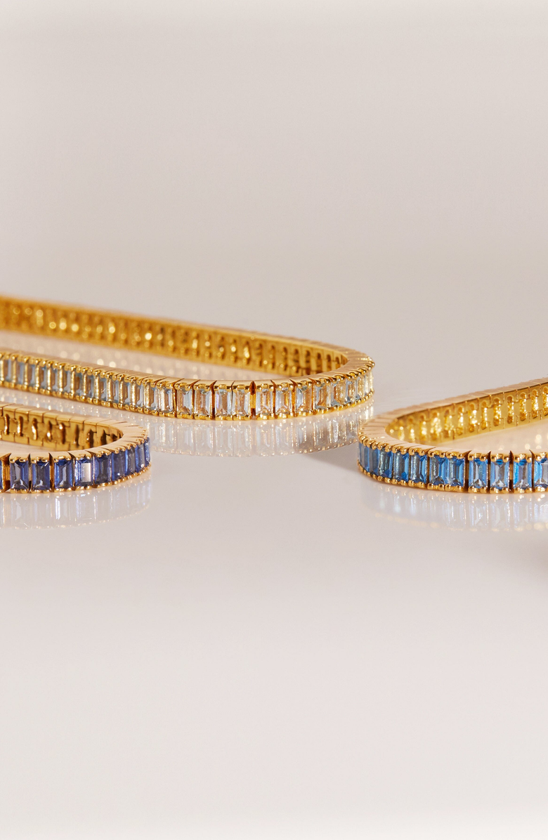 Aurate New York Lab Grown Aquamarine Baguette Tennis Bracelet, Alternate, color, Aquamarine