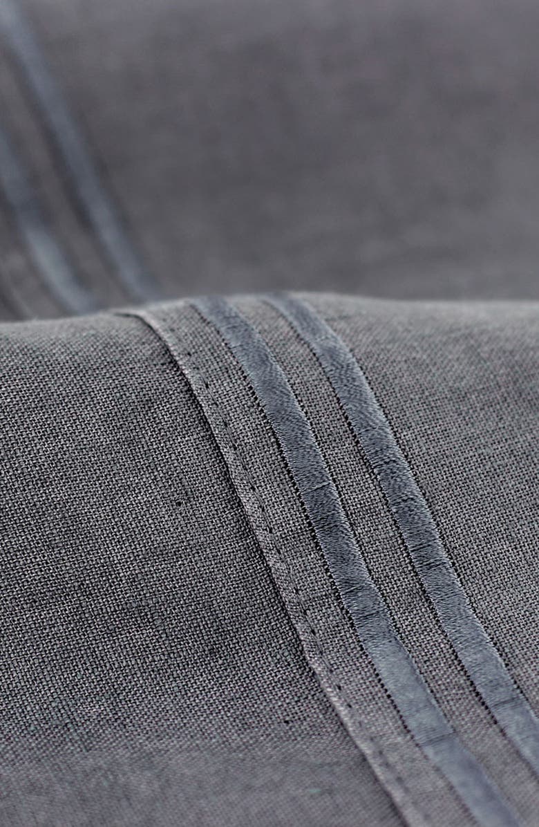 MELANGE HOME White Queen Linen 2 Stripe Embroidered Sheet 4-Piece Set, Alternate, color, 