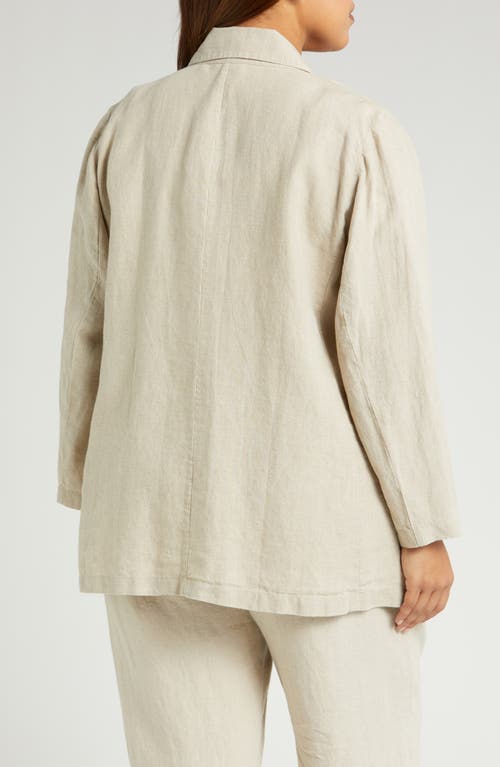 Shop Eileen Fisher Notch Collar Organic Linen Open Front Blazer In Undyed Natural