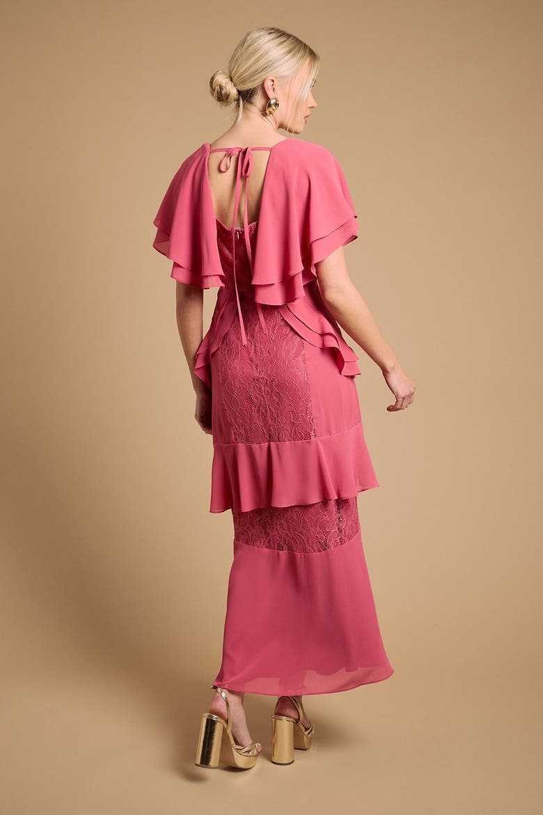 Lace Panel Ruffle Maxi Dress, Alternate, color, Desert Rose