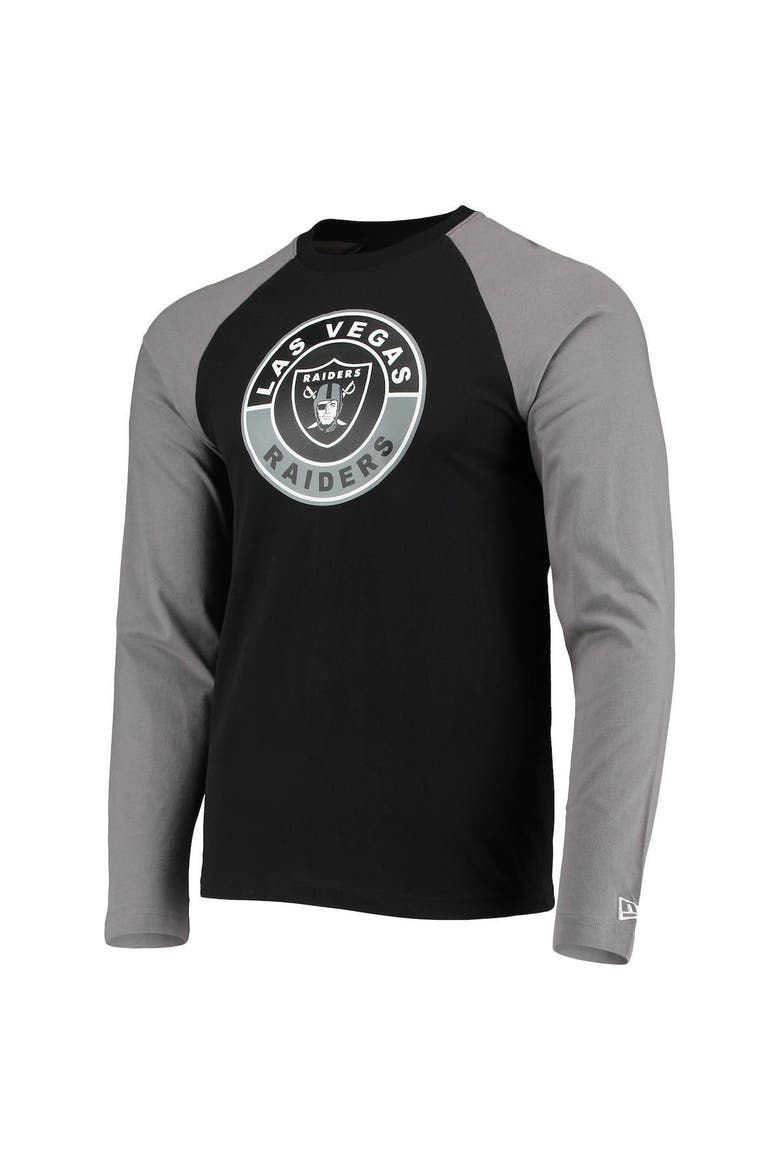 Men's New Era Black/Gray Las Vegas Raiders League Raglan Long Sleeve T-Shirt, Alternate, color, Black