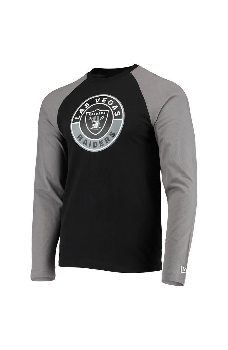 New Era Men's New Era Black/Gray Las Vegas Raiders League Raglan Long Sleeve T-Shirt, Alternate, color, Black