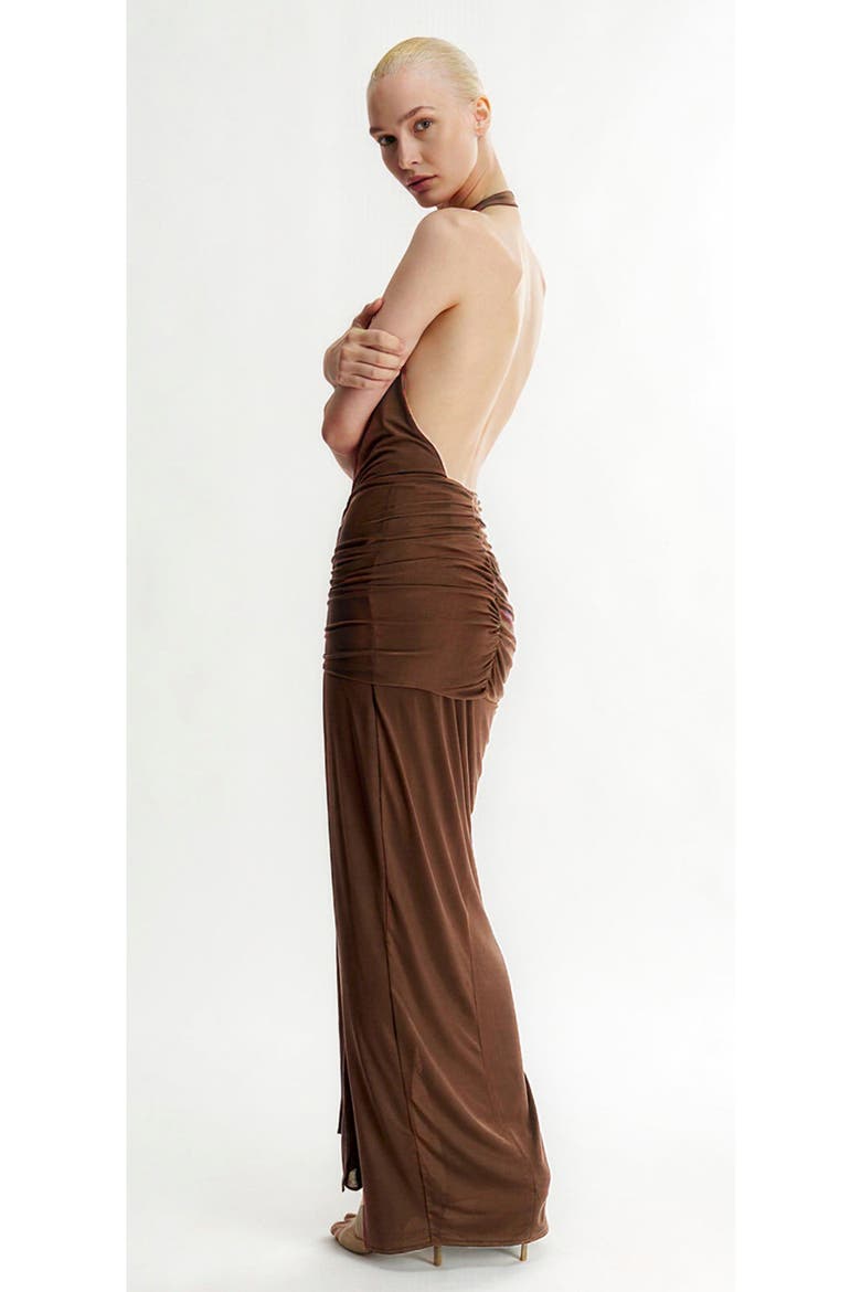 Inaya collar maxi dress, Alternate, color, Brown