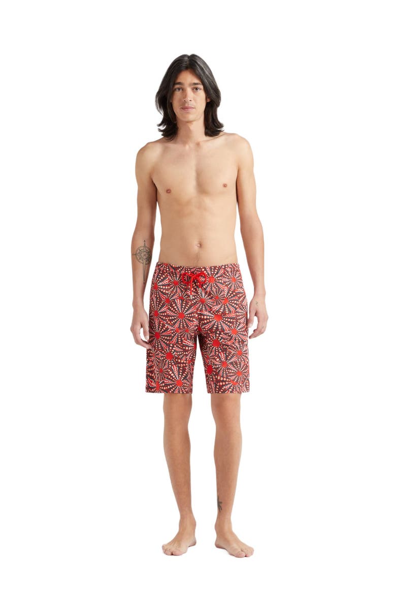 Vilebrequin Men's Oursinades Stretch Board Shorts, Main, color, Coquelicot