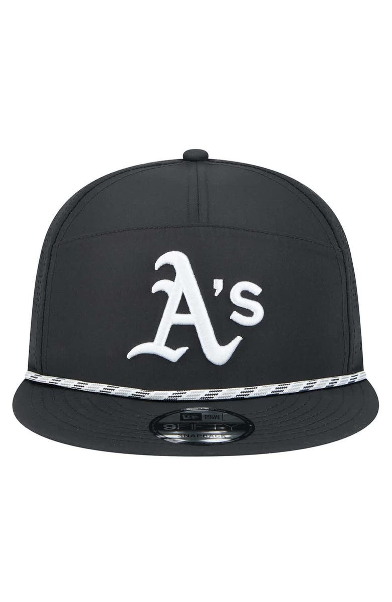 New Era Men's New Era Black Athletics Laser Cut 9FIFTY Snapback Hat, Alternate, color,