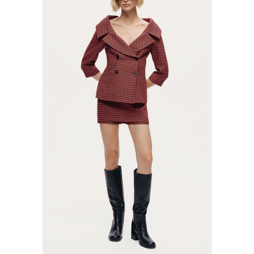 Nocturne Checked High-rise Mini Skort In Brown