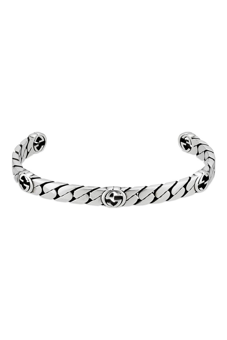 Men's Interlocking-G Cuff Bracelet, Alternate, color, SILVER