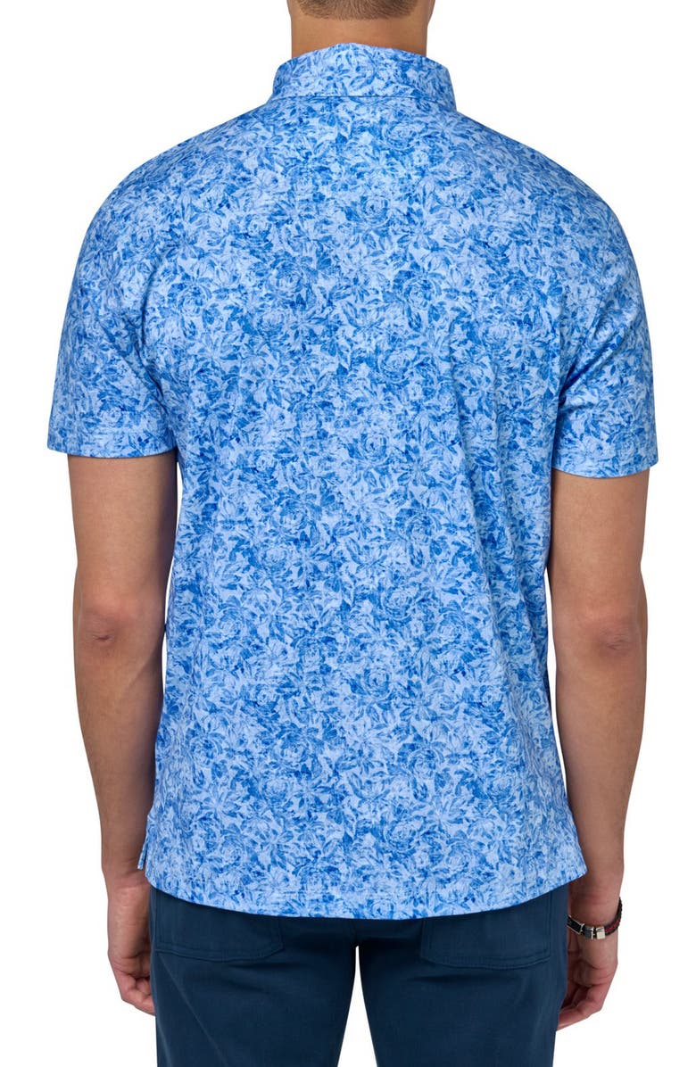 Brooklyn Brigade Slim Fit Abstract Floral Short Sleeve Polo, Alternate, color, Lt Blue