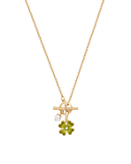 Fable England Lucky Clover & Pearl Toggle Necklace