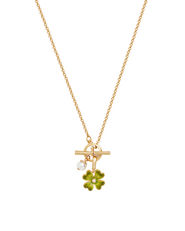 Fable England Lucky Clover & Pearl Toggle Necklace