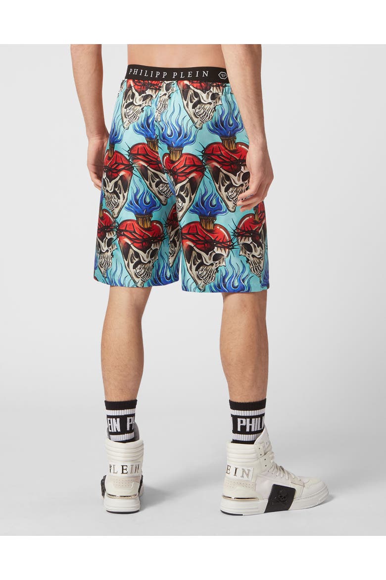 Silk Shorts Love Tattoo Men, Alternate, color, turquoise