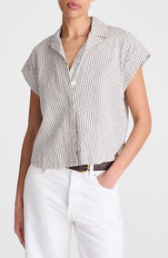 Madewell Notch Collar Stripe Cotton Seersucker Popover Shirt