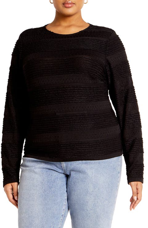 Amira Textured Long Sleeve Top (Plus)