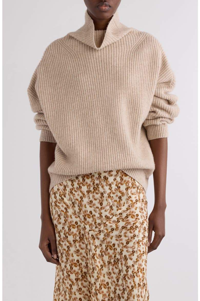 Brooke Merino Wool & Cashmere Funnel Neck Sweater, Main, color, BEIGE