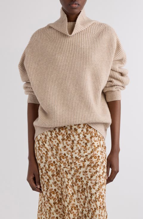 Brooke Merino Wool & Cashmere Funnel Neck Sweater