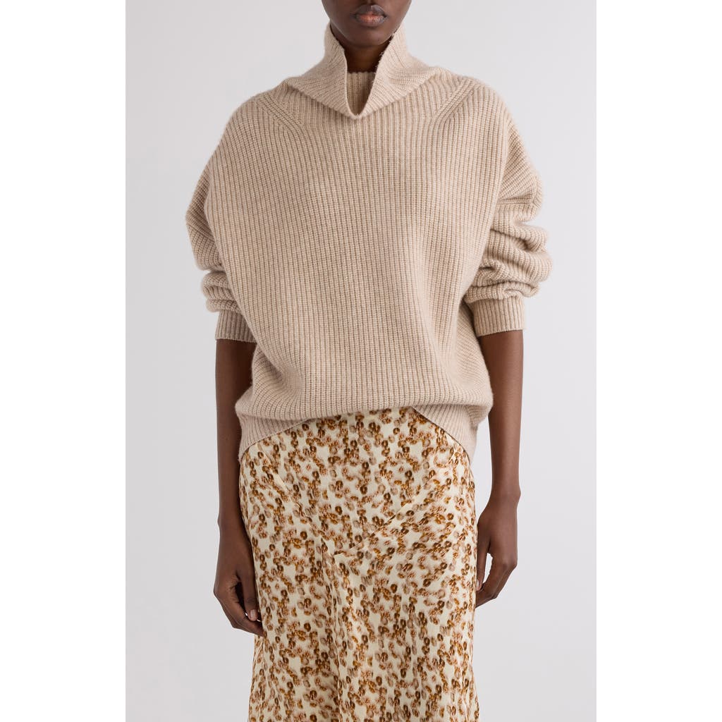Isabel Marant Brooke Merino Wool & Cashmere Funnel Neck Sweater In Neutral