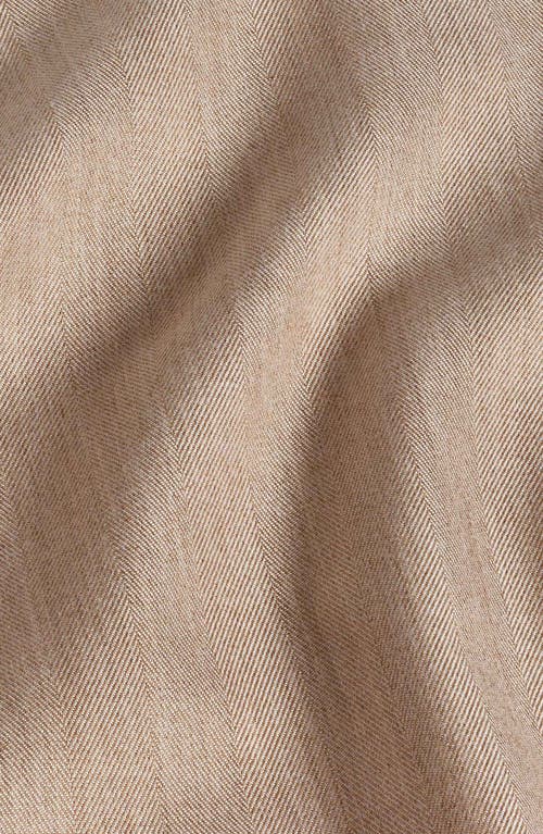 David Donahue Regular Fit Herringbone Sport Shirt In Dune