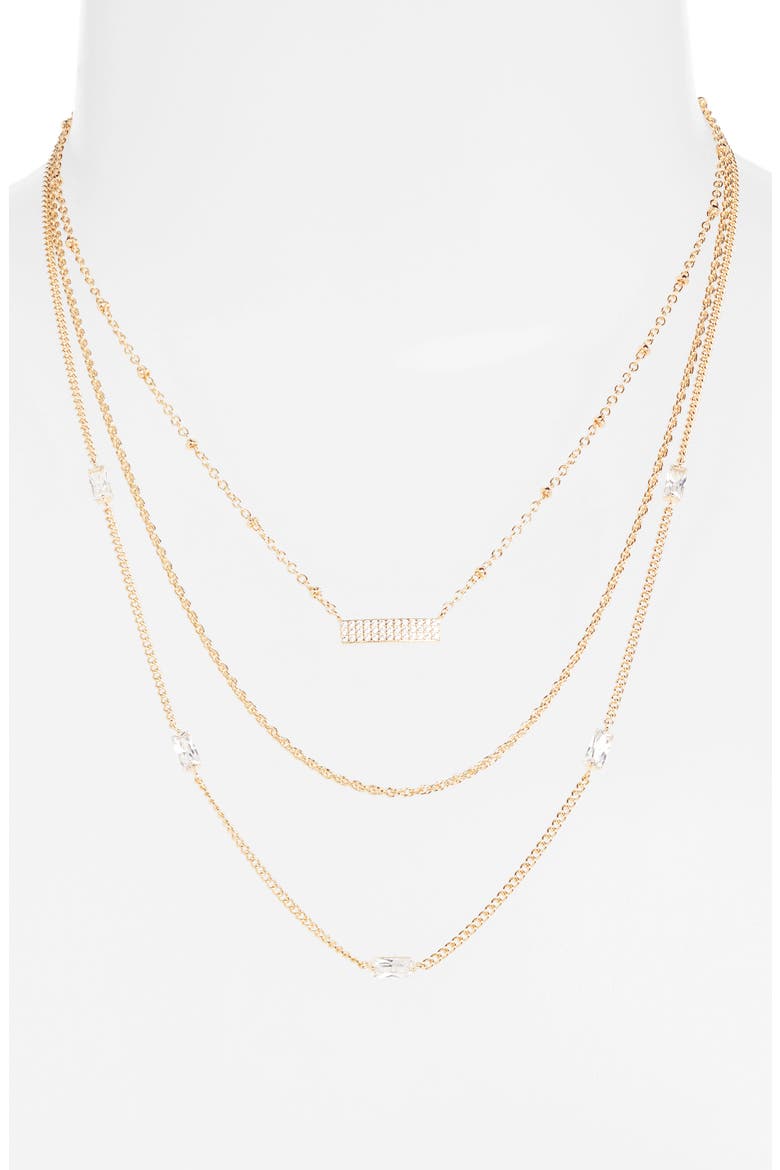 Set of 3 Cubic Zirconia Chain Necklaces, Alternate, color, CLEAR- GOLD