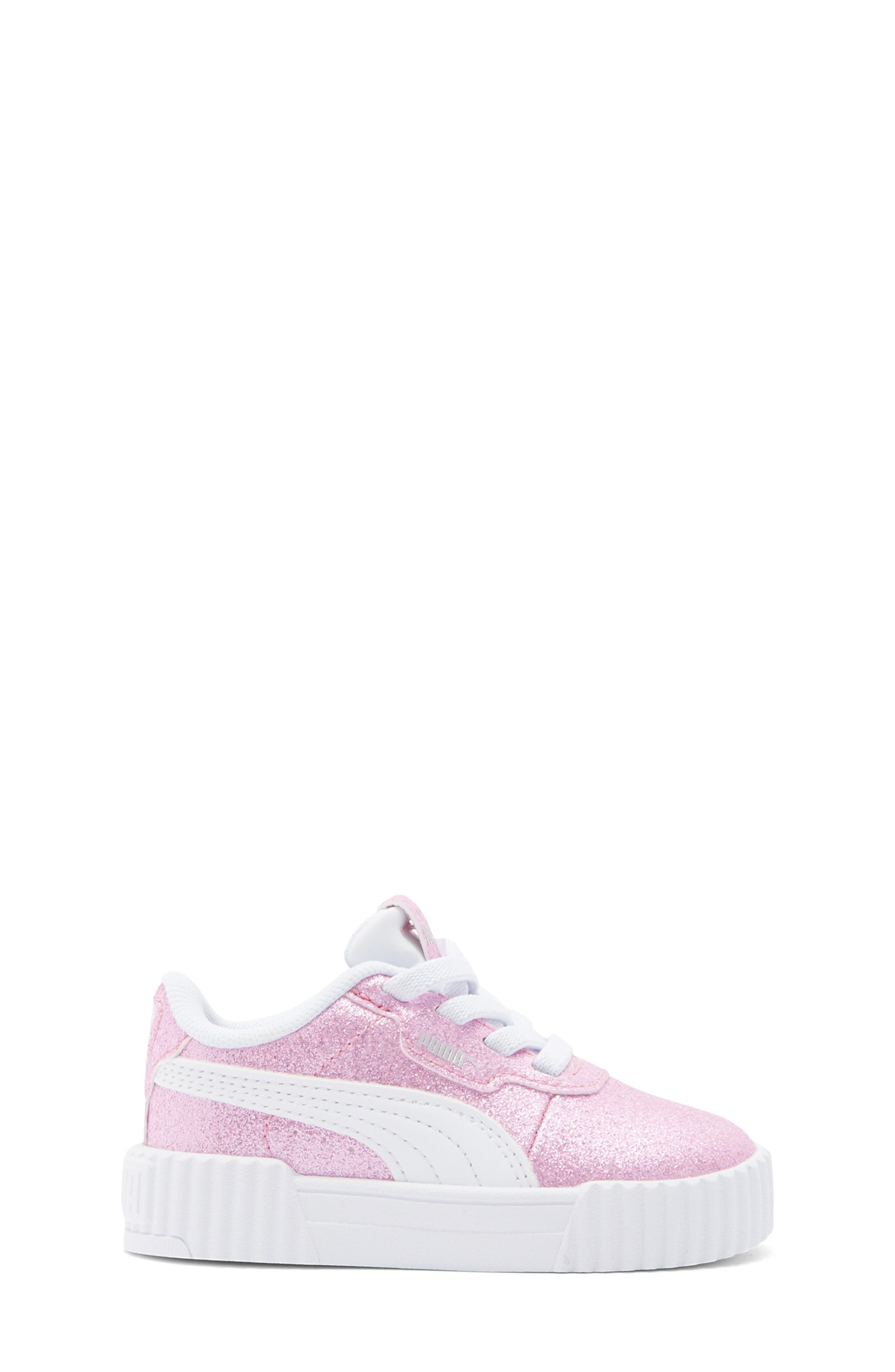 PUMA Kids' Carina 3.0 Glitz Sneaker, Alternate, color, Peachskin/ Puma Silver
