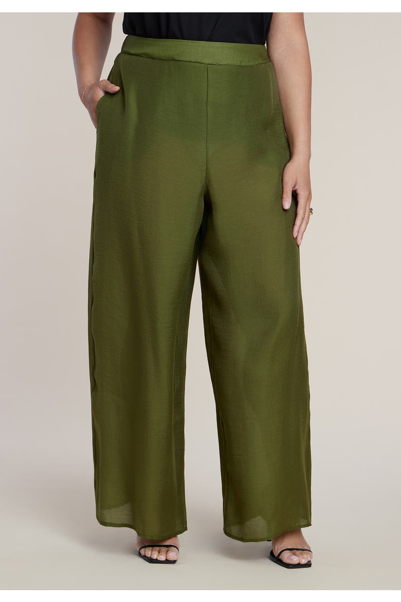 Sheer Lightweight Wide Leg Pant, Alternate, color, FOREST MOSS