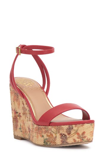 Vince Camuto Emrey Platform Wedge Sandal In Red