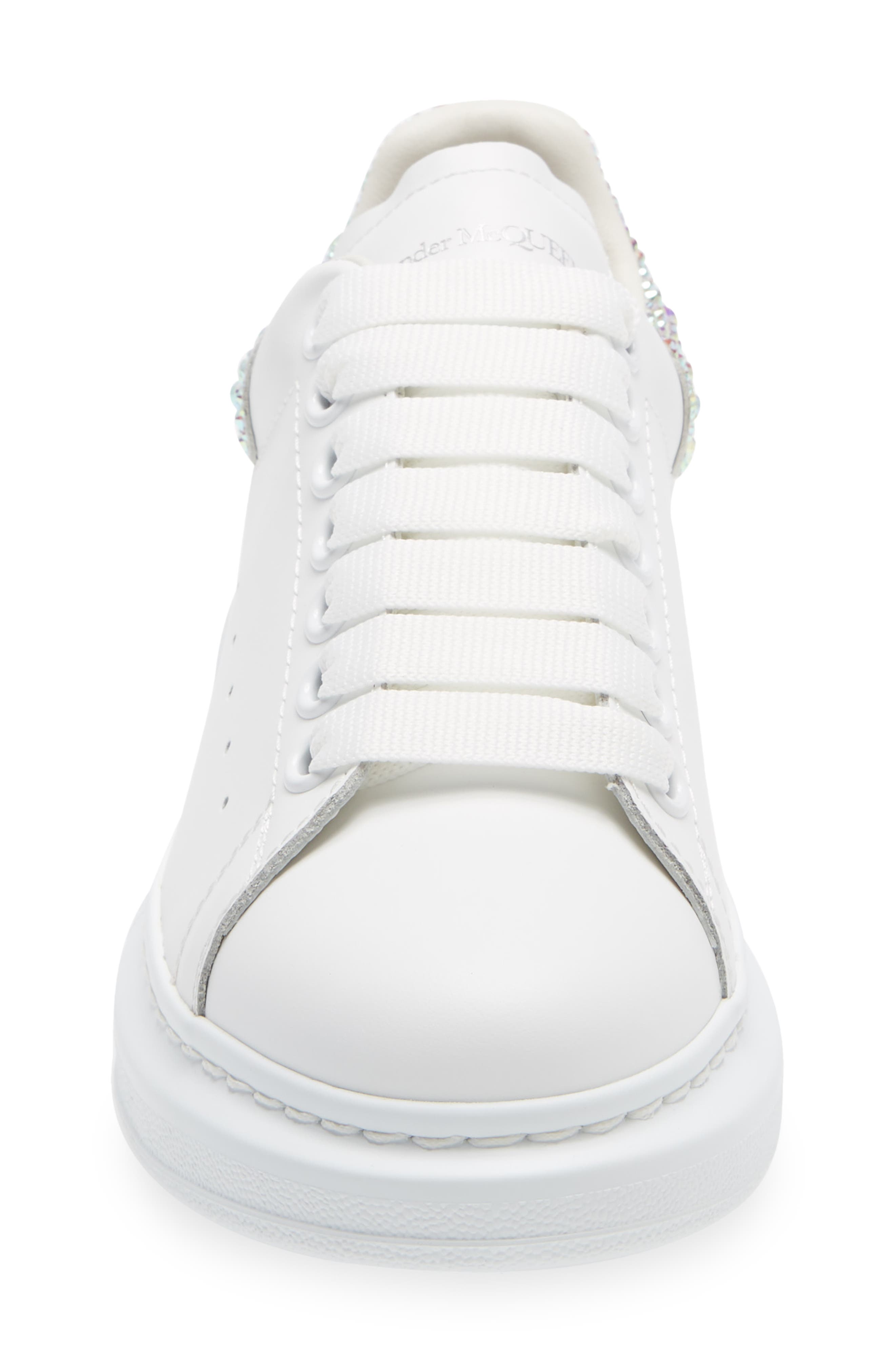 Oversized Crystal Embellished Sneaker, Alternate, color, WHITE