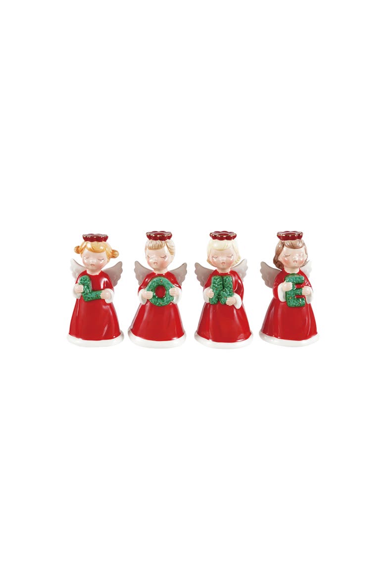 Artisan Glazed Ceramic Angel Figurines, Main, color, Multicolor