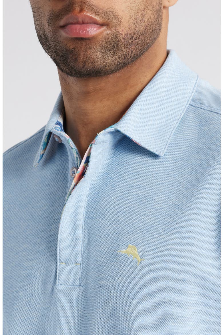 Position Palms 5 O'Clock IslandZone® Piqué Polo, Alternate, color, VACATION BLUE HEATHER