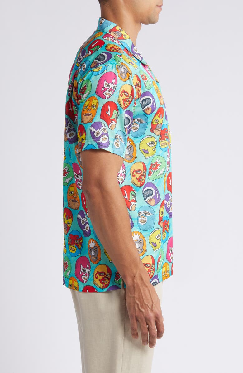 Boardies Lucha Libre Camp Shirt, Alternate, color, Green