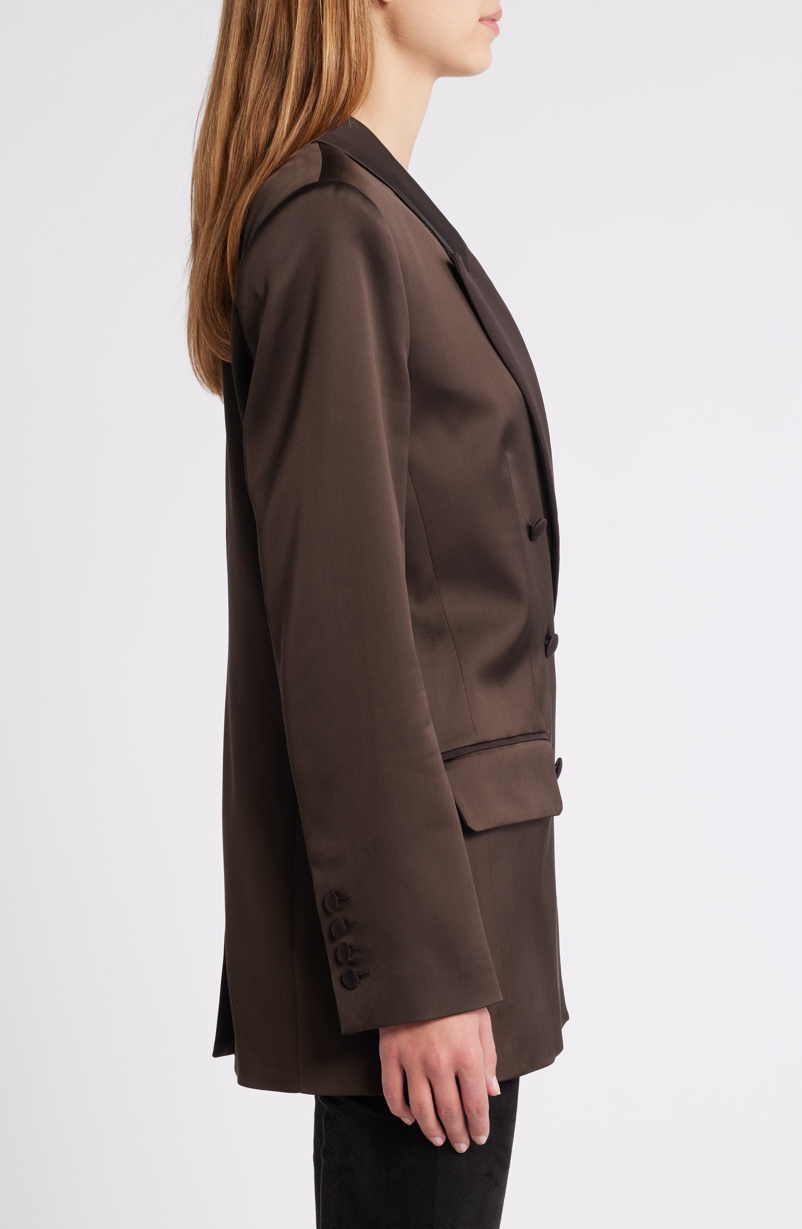 FRAME Mixed Media Double Breasted Jacket (Women) | Nordstromrack