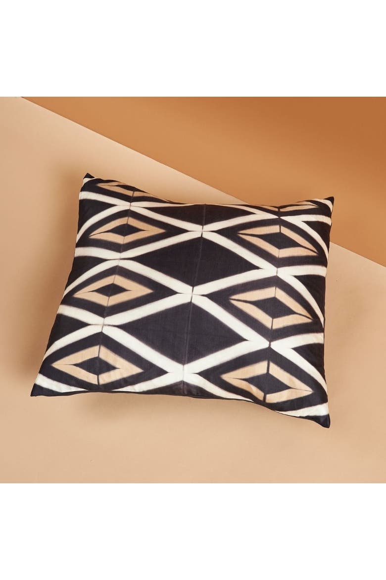 Tisa Black Handcrafted Shibori Print Mulberry Silk Pillow - Cover Only, Alternate, color, Black