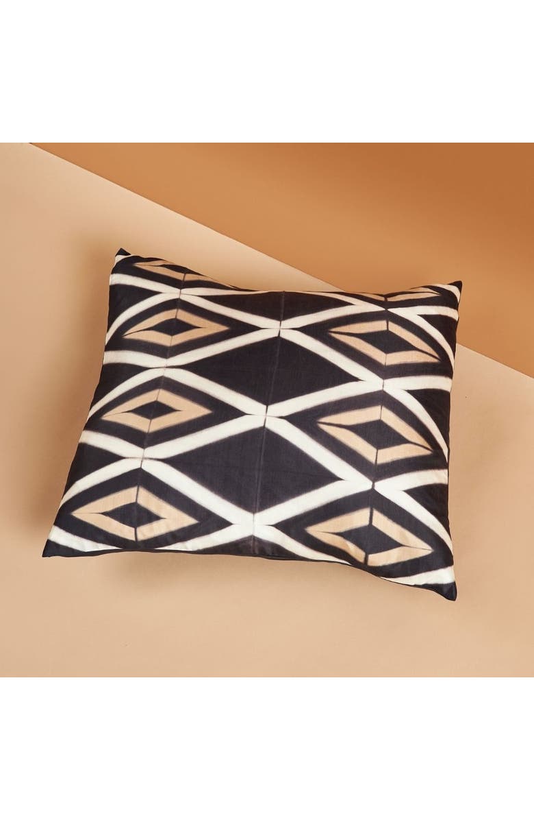 Studio Variously Tisa Black Handcrafted Shibori Print Mulberry Silk Pillow - Cover + Insert, Alternate, color, Black
