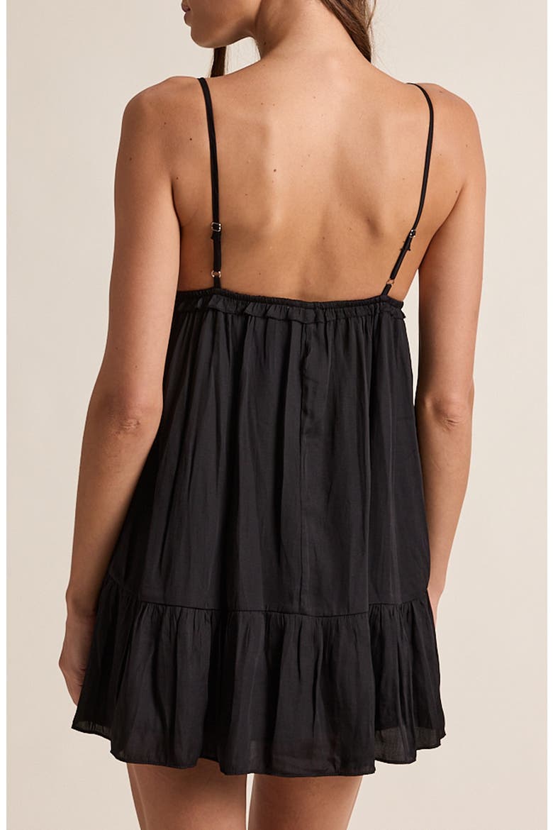 Ribbon Trim Triangle Babydoll Minidress, Alternate, color, BLACK