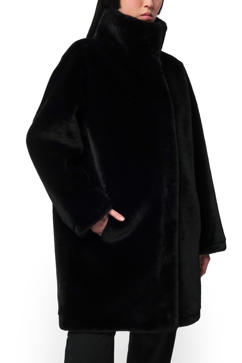 Blair Mid Length Recycled Polyester Pluche™ Faux Fur Coat, Alternate, color, NOIR