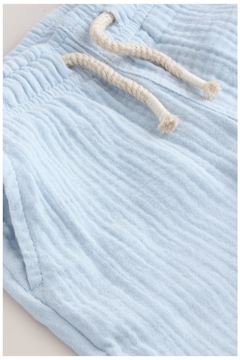 Kids' Textured Cotton Drawstring Shorts, Alternate, color, BLUE
